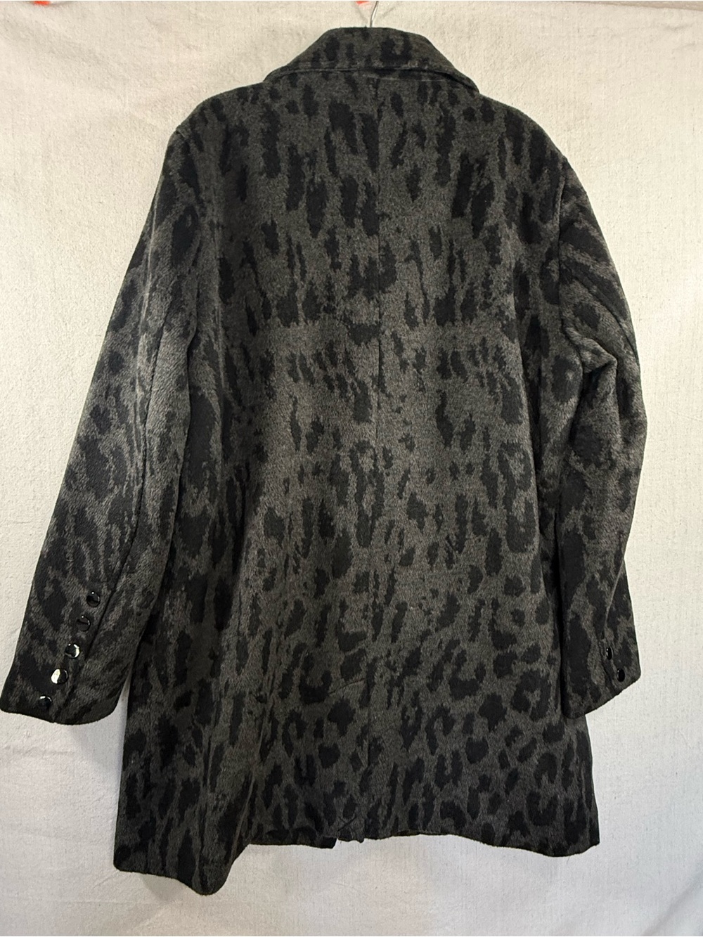 Rafaella NWT Leopard Print Coat Charcoal Black Animal Print Overcoat Sz L - Picture 4 of 9